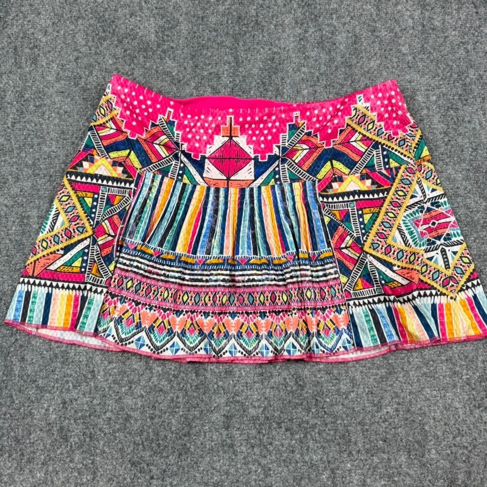 Lucky in Love Tennis Skort Women Size Large Pink Geometric Patchwork Pickleball